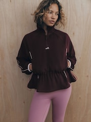 ក្រហមប៊ឺហ្គូឌី - self. Microfleece Half Zip Sweatshirt - រូបភាព 1 នៃ 9