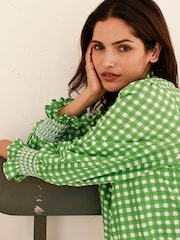 Aspiga Embroidered Smocked Blouse - תמונה 3 מתוך 5