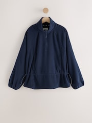 self. Navy Microfleece Half Zip Sweatshirt - Image 1 of 3