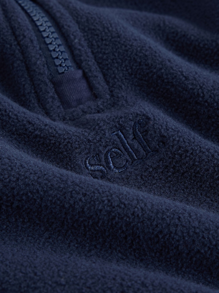 self. Navy Microfleece Half Zip Sweatshirt - Image 2 of 3