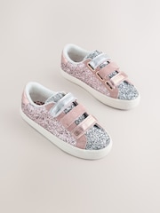 Pink Glitter Wide Fit (G) Low Top Trainers - Image 1 of 5