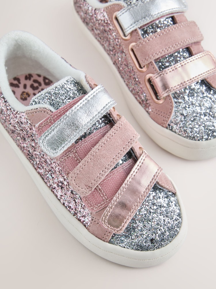 Pink Glitter Wide Fit (G) Low Top Trainers - Image 5 of 5