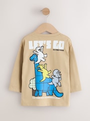 Brown Dinosaur Long Sleeve Graphic T-Shirt (3mths-7yrs) - Image 2 of 4