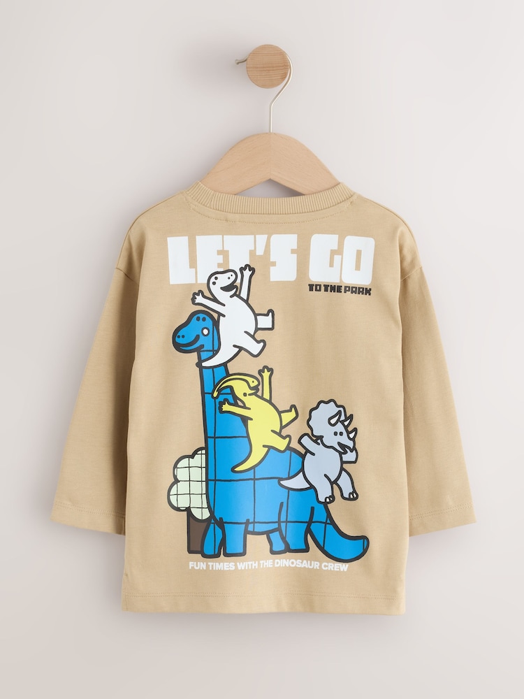 Brown Dinosaur Long Sleeve Graphic T-Shirt (3mths-7yrs) - Image 2 of 4 Brown Dinosaur Long Sleeve Graphic T-Shirt (3mths-7yrs) - Image 2 of 4
