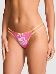 Victoria's Secret Pink Sizzling Strawberry Pink String Bikini Cotton Mini Logo Knickers - Image 1 of 2