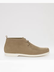 Threadbare Beige Faux Suede Moccasin Boots - Image 1 of 4