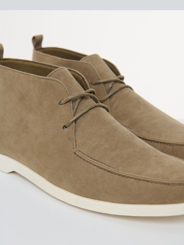 Threadbare Beige Faux Suede Moccasin Boots - Image 2 of 4