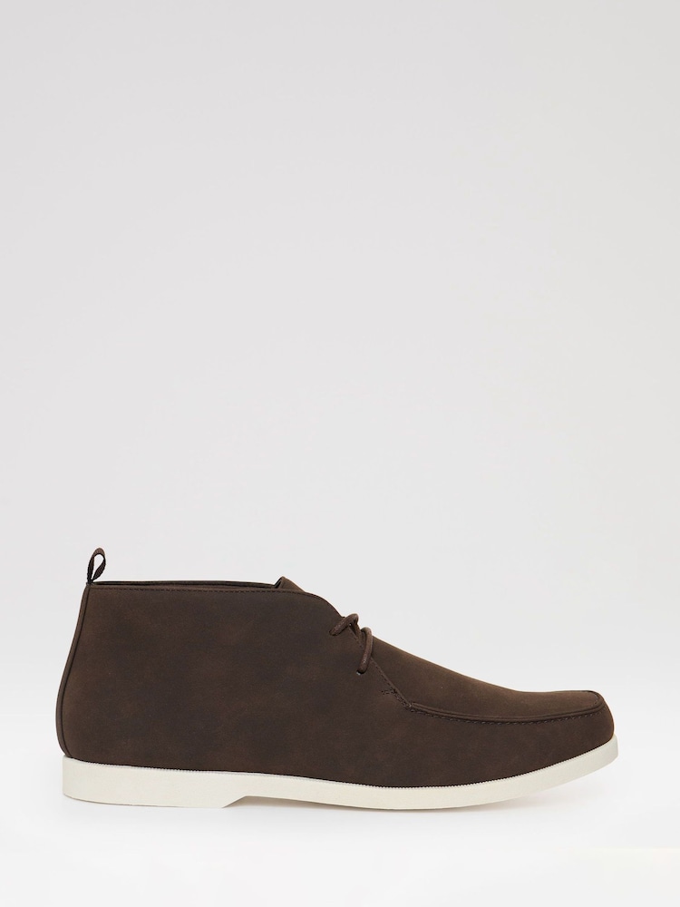 Threadbare Brown Faux Suede Moccasin Boots - Image 1 of 4