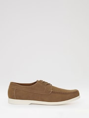 Threadbare Brown Faux Suede Boat Shoes - Image 1 of 4