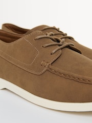 Threadbare Brown Faux Suede Boat Shoes - Image 4 of 4