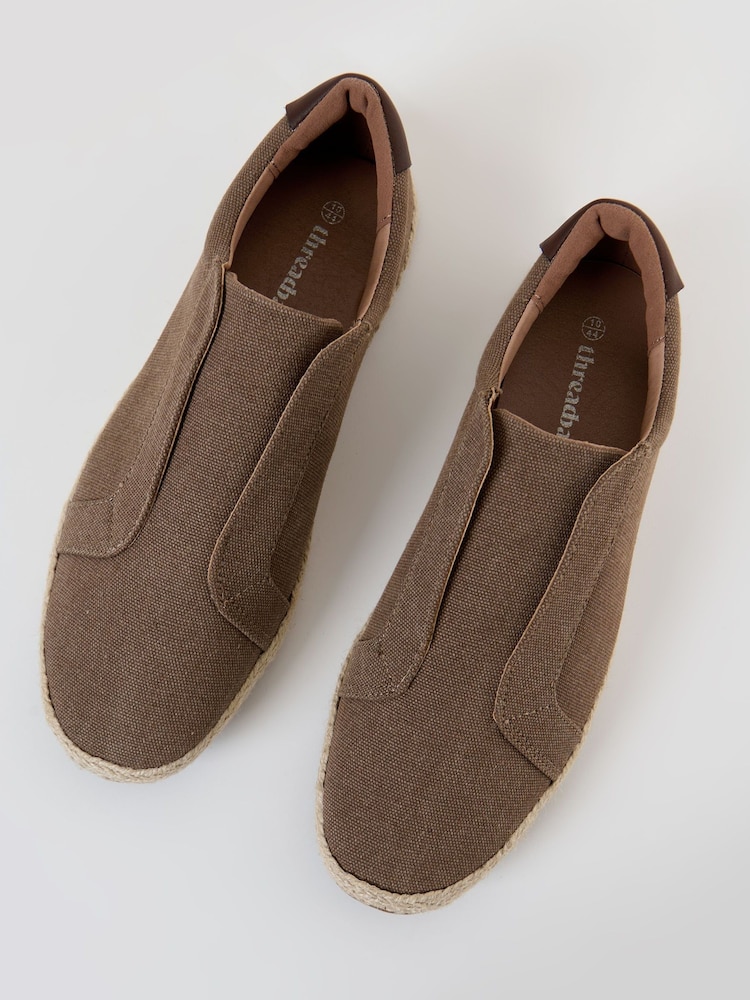 Καφετί - Threadbare Cotton Canvas Slip On Espadrilles - Εικόνα 2 από 4