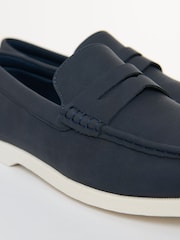 Threadbare Blue Faux Suede Penny Loafers - Image 2 of 4