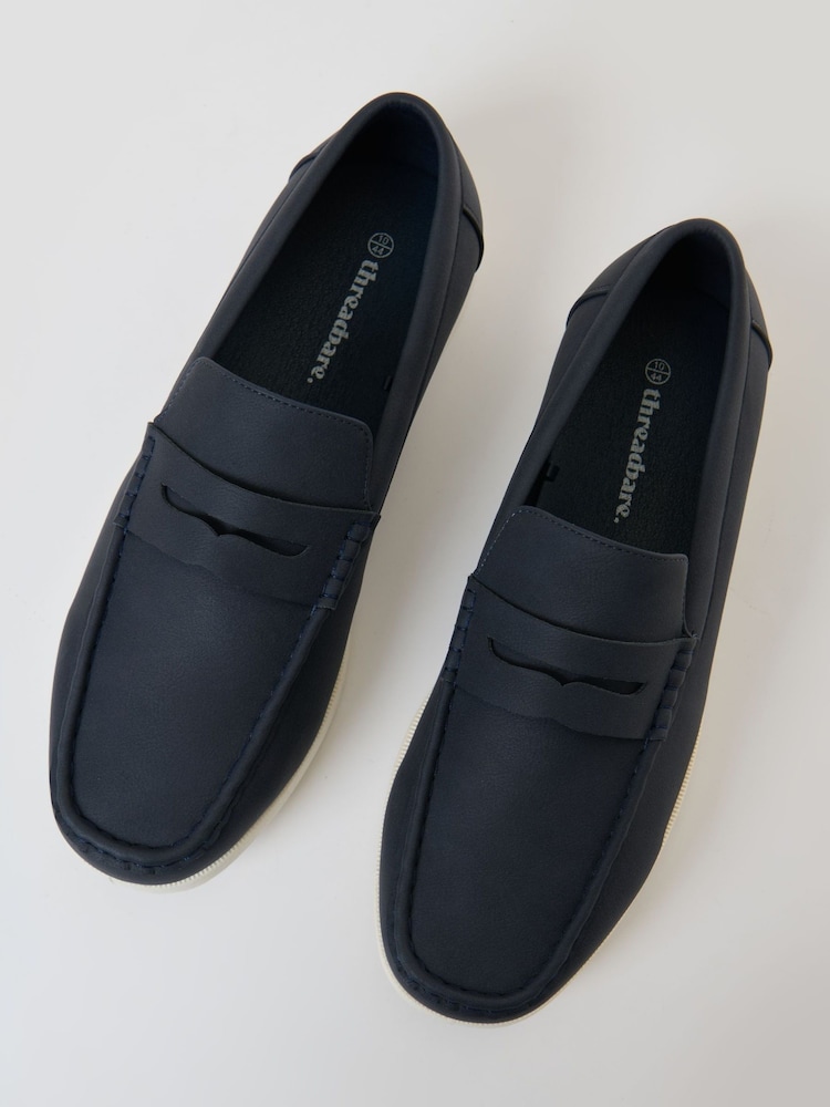 Threadbare Blue Faux Suede Penny Loafers - Image 4 of 4 Threadbare Blue Faux Suede Penny Loafers - Image 4 of 4
