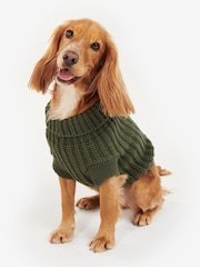 Barbour® Olive Green Dogs Saltburn Cable Knit Jumper - Image 1 of 8