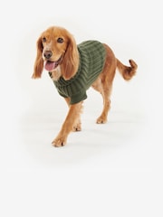 Barbour® Olive Green Dogs Saltburn Cable Knit Jumper - Image 3 of 8