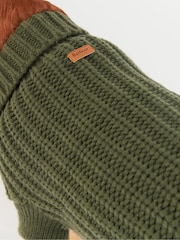 Barbour® Olive Green Dogs Saltburn Cable Knit Jumper - Image 4 of 8
