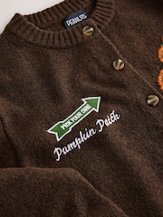Brown Peanuts Snoopy License Long Sleeve Knitted Crew Neck Jumper With Wool - Image 2 of 2