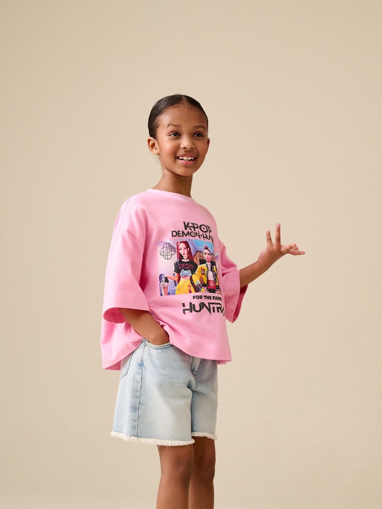 Pink KPOP Demon Hunters Short Sleeve T-Shirt (6-16yrs) - Image 1 of 7