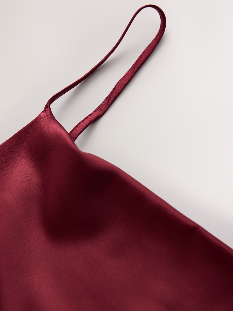 Port Red Satin Cowl Neck Wedding Guest Bridesmaid Maxi Dress - Image 2 of 3 Port Red Satin Cowl Neck Wedding Guest Bridesmaid Maxi Dress - Image 2 of 3