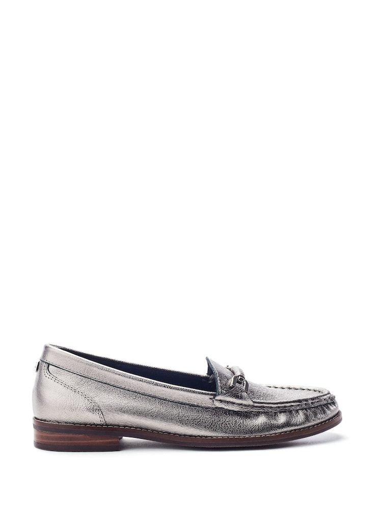 Moda in Pelle Grey Emella Smart Snaffle Trim Loafers - Image 1 of 4
