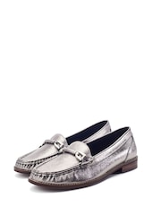 Moda in Pelle Grey Emella Smart Snaffle Trim Loafers - Image 2 of 4