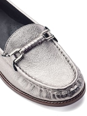 Moda in Pelle Grey Emella Smart Snaffle Trim Loafers - Image 4 of 4