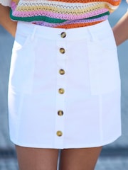 Yumi White Cotton Stretch Mini Skirt With Button Details - Image 4 of 5