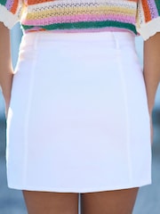 Yumi White Cotton Stretch Mini Skirt With Button Details - Image 5 of 5