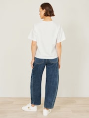 Yumi White Retro Relaxed Flamingo Cotton T-Shirt - Image 4 of 4