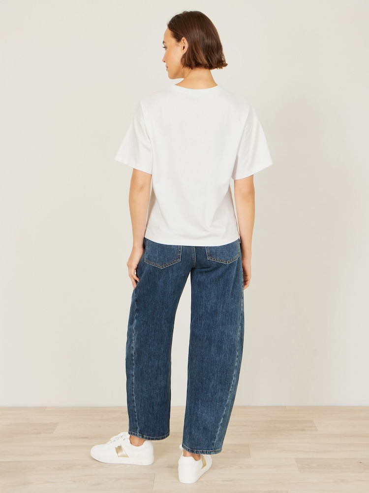 Yumi White Retro Relaxed Flamingo Cotton T-Shirt - Image 4 of 4