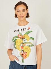 Yumi White Costa Rica Cotton T-Shirt - Image 4 of 5