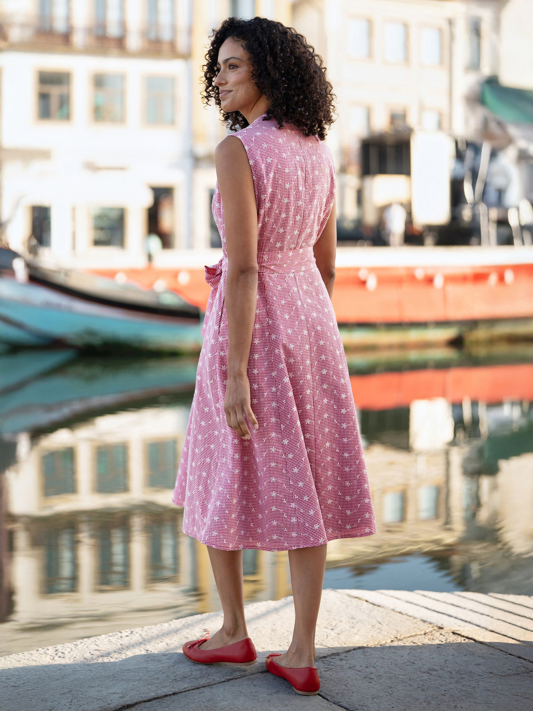 Buy Yumi Red Broderie Anglaise Sleeveless Shirt Dress from Next USA