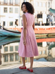 Yumi Red Broderie Anglaise Sleeveless Shirt Dress - Image 5 of 5