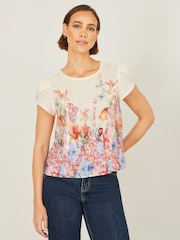 Yumi Pink Floral Border Top - Image 3 of 4