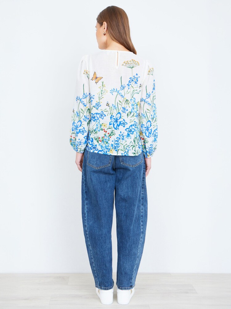 Yumi White Butterfly Print Long Sleeve Top - Image 5 of 5