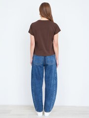 Yumi Brown Cotton Jersey Top With Knot Detail - Image 5 of 5