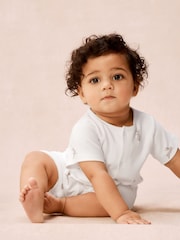 The White Company White Cotton Playful Bunnies Rompersuit - Image 3 of 5