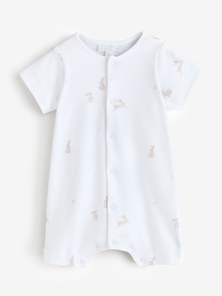 The White Company White Cotton Playful Bunnies Rompersuit - Image 5 of 5