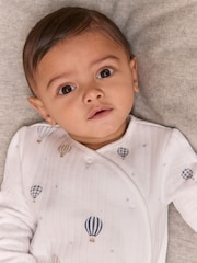 The White Company White Cotton Blend Quilted Hot Air Balloon Sleepsuit - Image 4 of 5