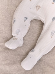 The White Company White Cotton Blend Quilted Hot Air Balloon Sleepsuit - Image 5 of 5