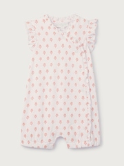 The White Company Pink Cotton Frill Wrap Daisy Block Print Rompersuits - Image 5 of 5