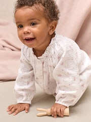 The White Company Double Cotton Minnie Floral Print Romper - Image 3 of 5