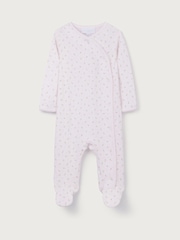 The White Company Cotton Pointelle Megan Floral Wrap Sleepsuit - صورة 1 من 1