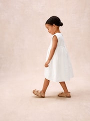The White Company White Cotton Hand Smocked Dot Sleeveless Dress - Image 4 of 6