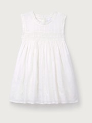 The White Company White Cotton Hand Smocked Dot Sleeveless Dress - Image 5 of 6