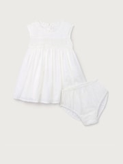 The White Company White Cotton Hand Smocked Dot Sleeveless Dress - Image 6 of 6