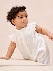 The White Company Cotton Pointelle Lemon Rompersuit - Imaginea 2 din 4