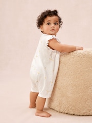 The White Company Cotton Pointelle Lemon Rompersuit - Imaginea 4 din 4