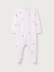 The White Company Pink Cotton Cherry Embroidered Sleepsuit - Image 5 of 5