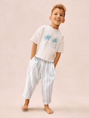 The White Company Blue Double Cotton Cotton Siesta Time Relaxed Fit Pyjamas - Image 1 of 4